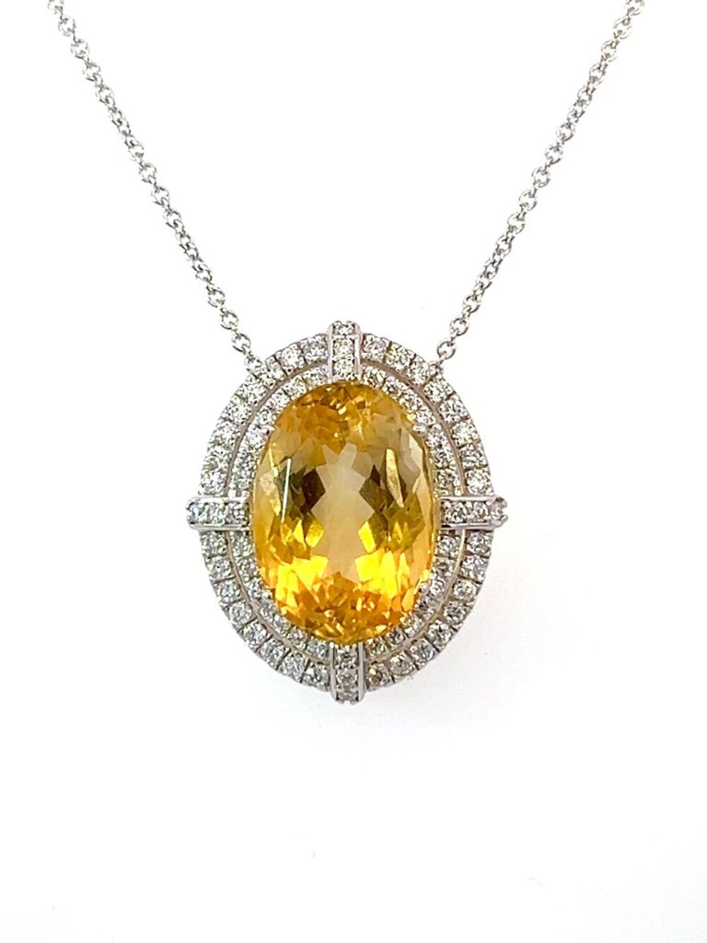 Natural Citrine Diamond Necklace 14k Gold 11.93 TCW Certified $5,950 409156